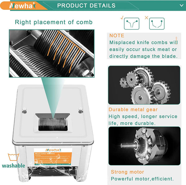 850W Meat Cutter Machine 3.5mm Electric Meat Slicer Shredded Cutting Machine AU