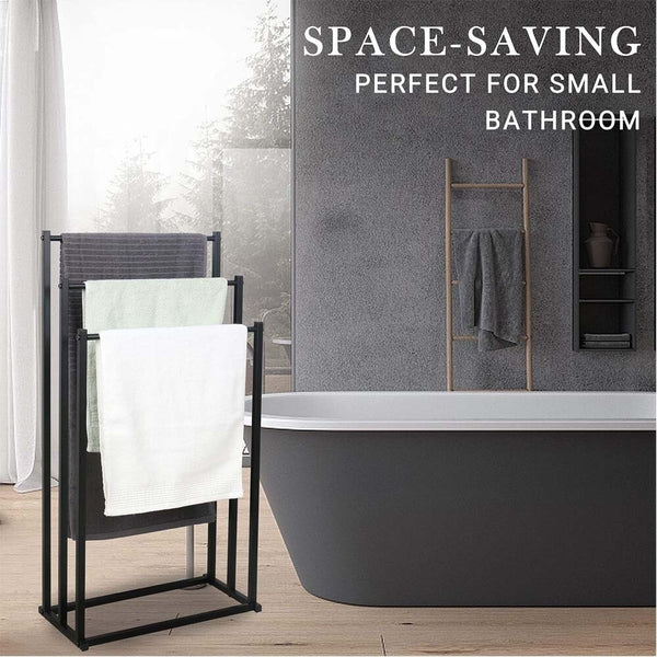 Metal Towel Rack Bathroom Freestanding Drying Shelf Storage Shower Caddy Rack