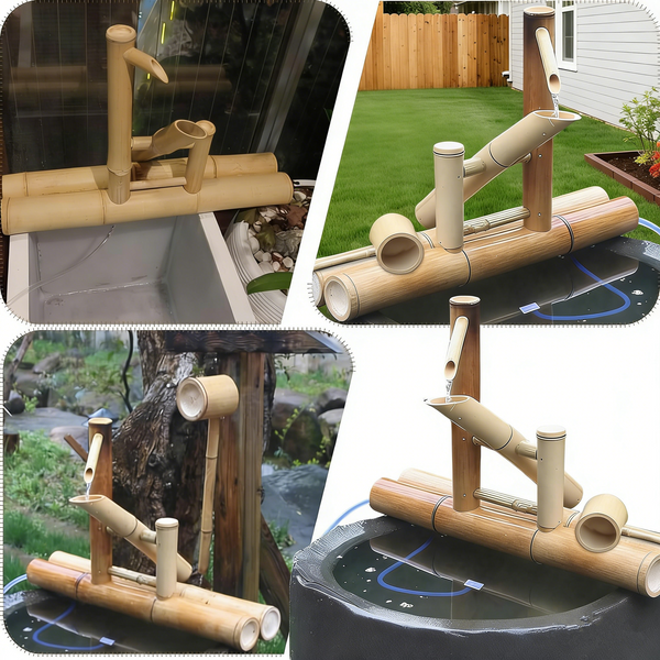 Bamboo Fountain with Pump Japanese Rocking Fountains Kit Bamboo Water Fountain