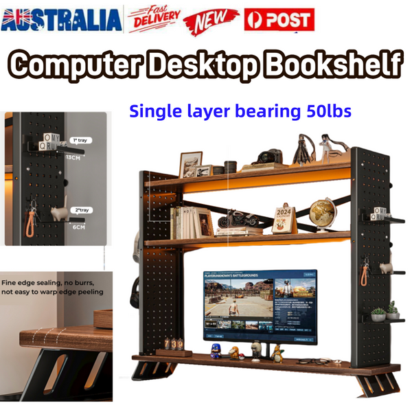 Computer Desktop Bookshelf 2-Tier Hutch Bookcase Organizer for Home Office Dorm