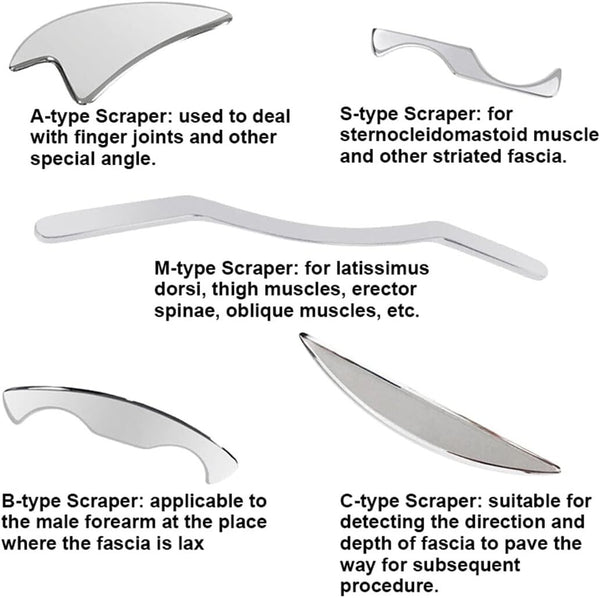 5pcs Gua Sha Scraping Massage Tool Stainless Steel Body Scraper with Storage Box