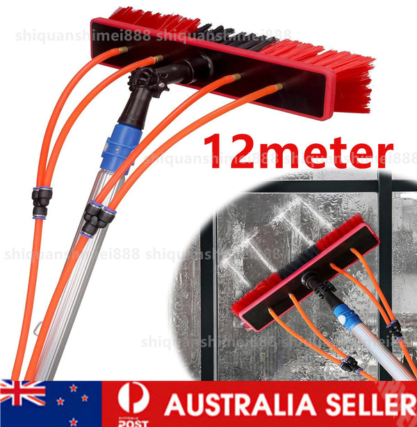 Solar Panel Cleaning Kit 12m Water Fed Poles 55cm Brush Head Window Roof Cleaner