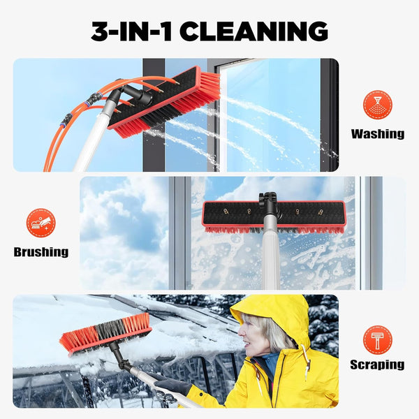 5m/7m Solar Panel Brush Cleaning Kit Spray Water Fed Pole Window Glass Washing