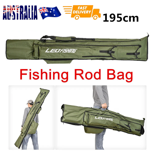 195cm Fishing Rod Bag Pole Holder Fishing Rod Carrier Case Can Holds 6 Poles AU