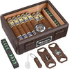 Cigar Humidor Glass Top Cigar Case with Cutter,Punch Tool,Humidifier &Hygrometer