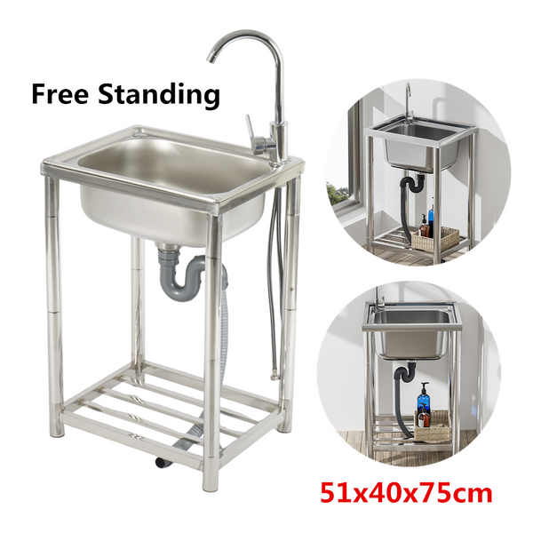 Utility Sink Free Standing Single Bowl Kitchen Sink Stainless Steel Sink AU