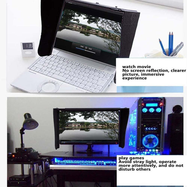 Desktop Computer Monitor Hood, 17-27In Adjustable, Foldable Anti-Glare Sunshade