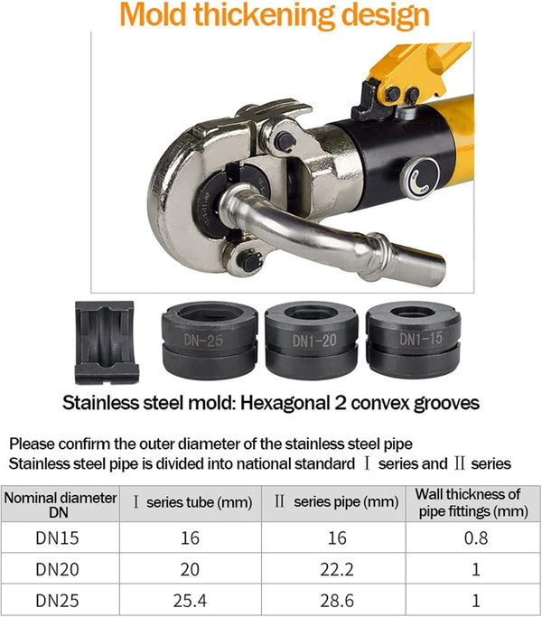 Hydraulic copper pipe crimper Stainless Steel Tube Fittings Crimping Tool 10T