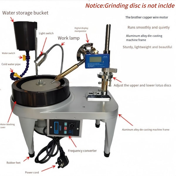 Digital Gem Faceting Machine With 8" Aluminum chassis Variable Speed Lapidary