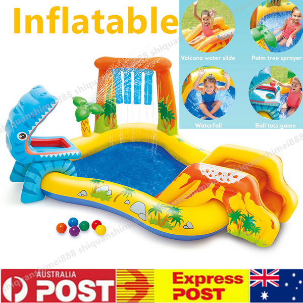 Inflatable Dinosaur Play Center Pool Playhouse Water Park with Kid Pool Slide