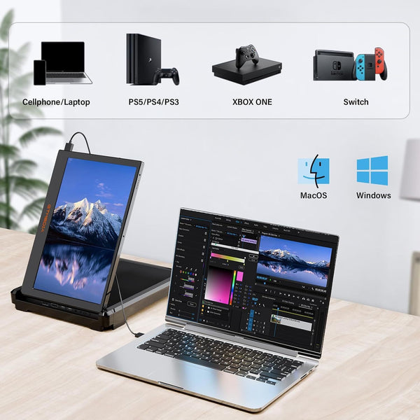 Laptop Screen Extender Triple-fold 11.6 In FHD 1080P Portable Monitor Extended