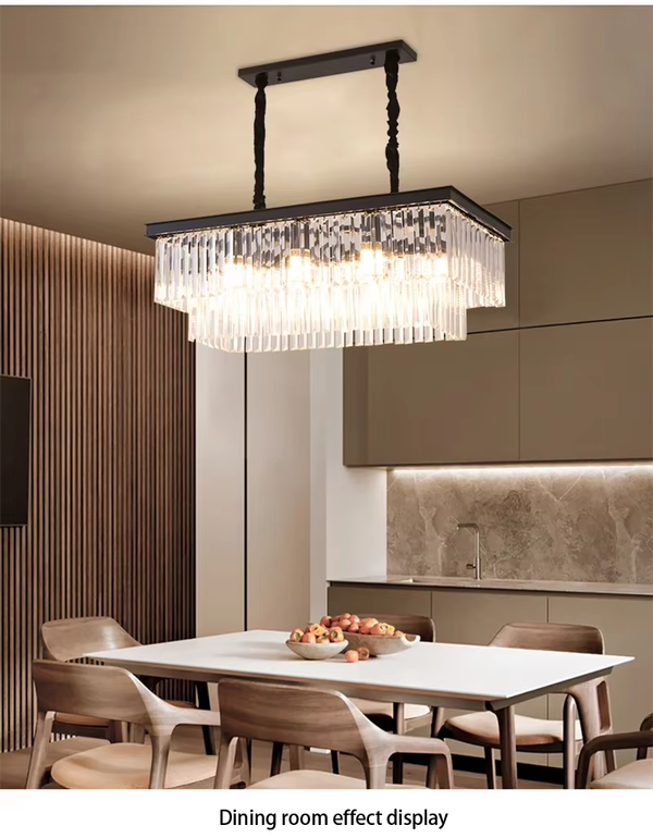Modern Crystal Chandelier 8 Lights Black Ceiling Pendant Light Fixture 3 Colors
