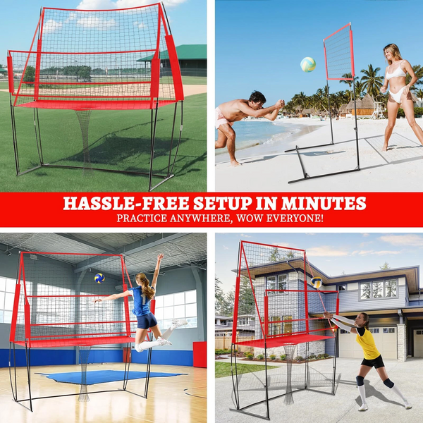 Adjustable Volleyball Practice Net w/ Sturdy Steel Frame Carry Bag 6.5-8FT AU