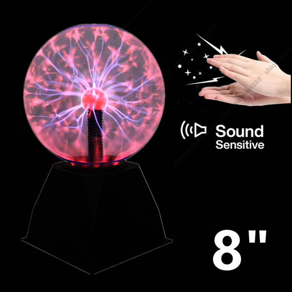8" Plasma Ball Sensitive Red Light Globe Lamp Voice Control Night Light Gifts AU
