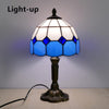 Vintage Tiffany Table Lamps 8" Stained Glass Table Lamp Blue White Lattice Style