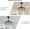 42" Crystal Ceiling Fan Lights with Remote 6 Wind Speed Crystal Chandelier Fan