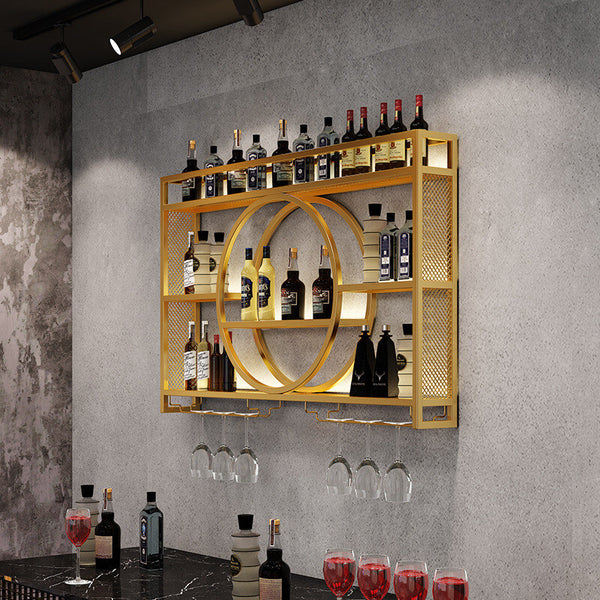 3-Tier Metal Wine Rack with LED Light Wine Bottle Shelf For Home Bar Display AU