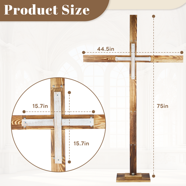 190cm Large Standing Wooden Cross Decorative Cross for Christmas Easter Wedding