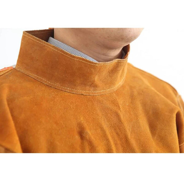 Cowhide Leather Welding Apron Long Heavy Duty Welding Clothes Suit with Sleeves