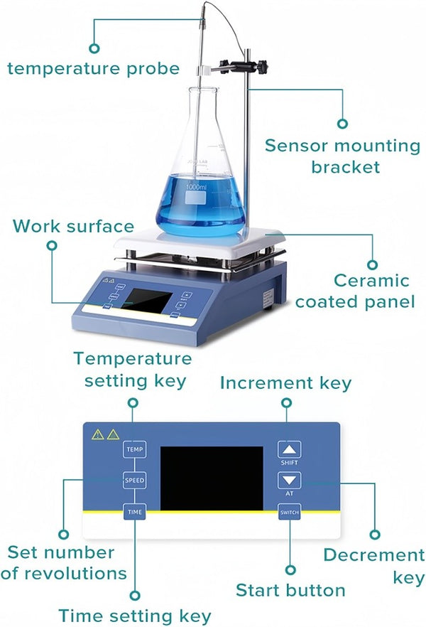 5L Magnetic Stirrer with Heating Stirrer LCD Digital Display Mixer with Stir Bar