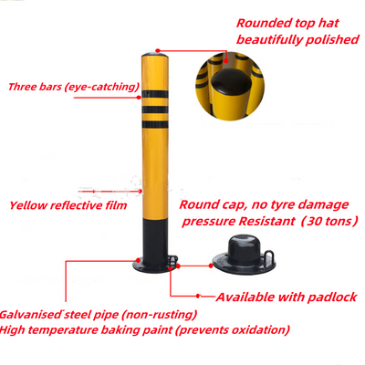 60cm Pipe Steel Yellow Safety Bollards Parking Barrier Post with BoltAU