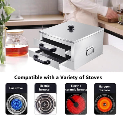 Cantonese Rice Noodle Rolls Machine,Double-layer Steamer Vermicelli Roll Steamer