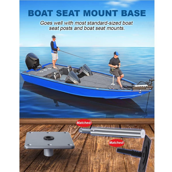 Boat Seat Base 7"x7"Aluminum Boat Seat Pedestal & Base with 3/4" Pin Post Socket