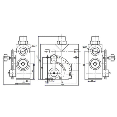 1/2'G Hydraulic Adjustable Variable Flow Control Valve with Relief0-16 GPM