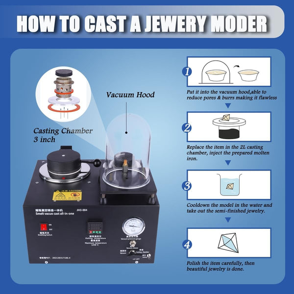 3IN1 Vacuum Investing Casting Machine Melting Furnace Jewelry Lost Wax Casting
