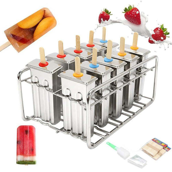 6pcs/10pcs Popsicle Molds Ice Lolly Mould Stainless Steel Ice Cream Holder Maker