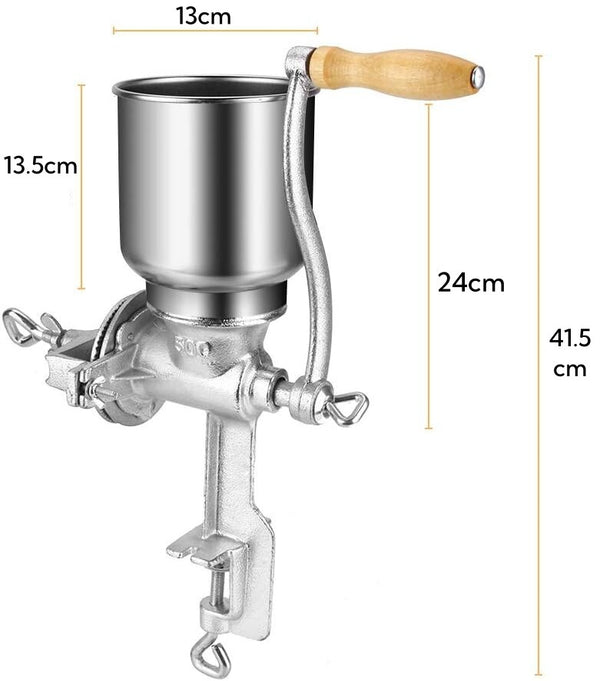 500g Grain Grinder Hand Mill with Large Hopper for Barley Wheat Coffee Feed