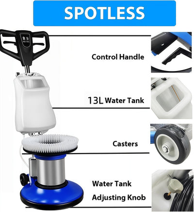 17" 1200W Commercial Orbital Scrubber &Polisher Hard Floor Buffer Carpet Cleaner