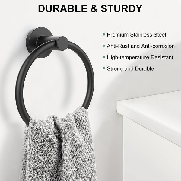 10 pcs Bathroom Round Towel Ring Towel Rack Hand Towel Holder for Wall Mounted