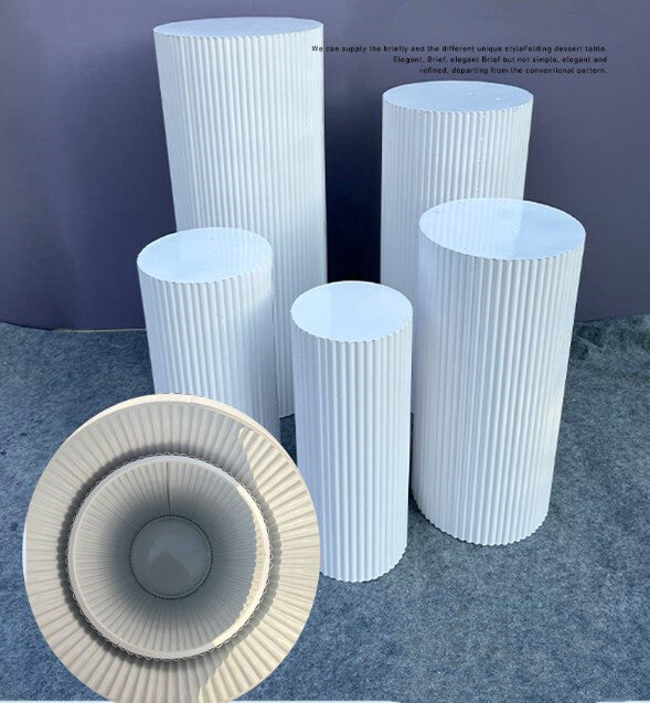 3/5x Round Wedding Plinth Cylinder Pedestal Display Stand White Ripple Stand AU