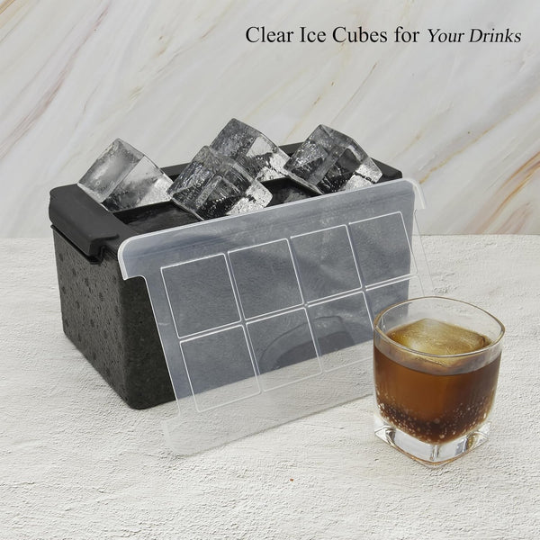Clear Ice Cube Tray for Whiskey 2 Inch Clear Ice Cube Maker - Silicone Lar