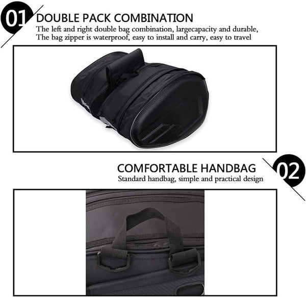 Pair Motorcycle Pannier Bags Luggage Saddlebags Side Bag 36-58L Large Capacity