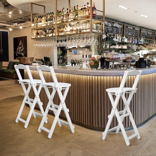Bamboo Bar Stool Foldable Design W/ Ergonomic Backrest Space-saving For Bars