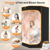 Infrared Sauna Box with 660&850nm Red Light Therapy Lamp f/ Home with 3L Steamer