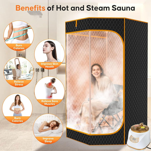 Infrared Sauna Box with 660&850nm Red Light Therapy Lamp f/ Home with 3L Steamer