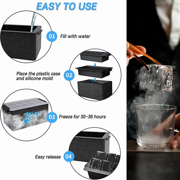 Clear Ice Cube Tray for Whiskey 2 Inch Clear Ice Cube Maker - Silicone Lar