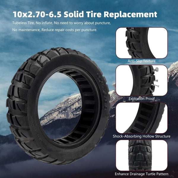 2PCS 10 Inch Scooter Tires 10X2.70-6.5 Solid Tire Scooter Replacement Wheel