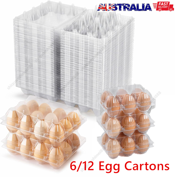 100X Large Egg Cartons 6/12 Eggs Holder PET Empty Chicken Egg Tray Freezer Safe
