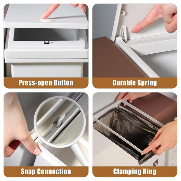 60L Removable Rubbish Bin 3 Compartment Trash Can Waste Rubbish Recycling