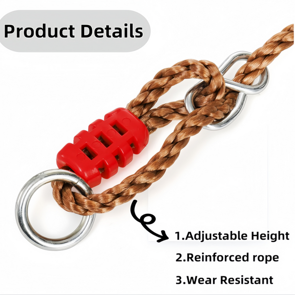 Wooden Swing Children's Swing with Adjustable Rope Swing Set Indoor & Outdoor