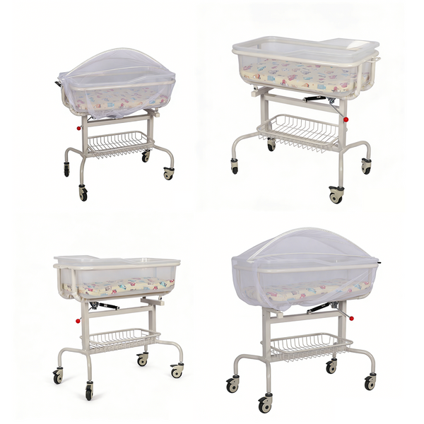 Clear Baby Bassinet Anti-Reflux Hospital Cot Newborn Crib w/ Wheels & Storage