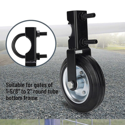 6inch Gate Wheel Supporting with 1-5/8" Thru 2" Gate Frames for Chain Link Fence