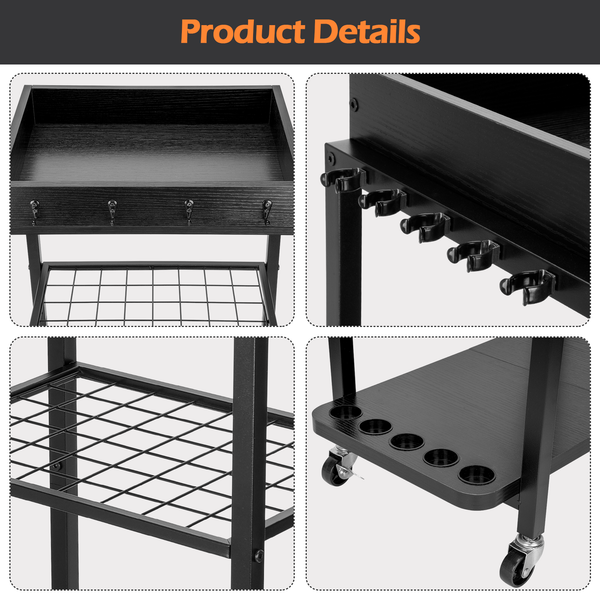 10-Rod Fishing Rod Holder Storage Rack with Wheels Fishing Pole Stand For Garage