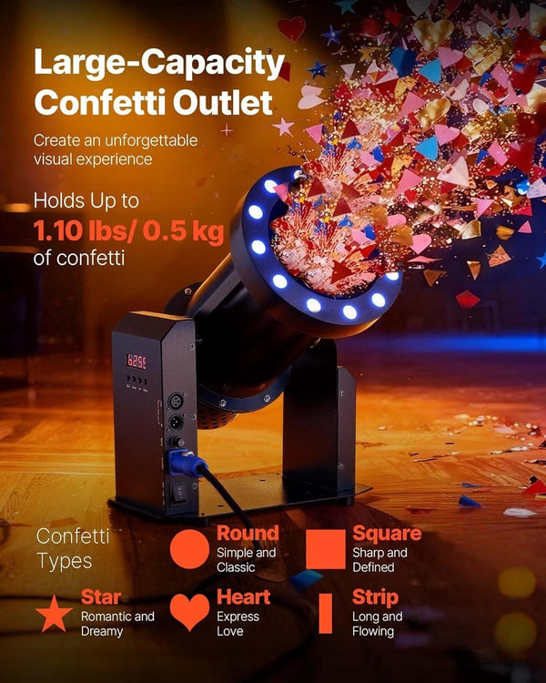 1500W Party Confetti Cannon Launcher LED Confetti Machine Stage Effect Show AU