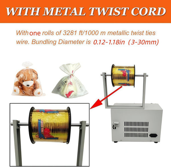 Automatic Bread Bag Twist Tie Machine Candy Tying Bag Sealing Packing Ribbon AU