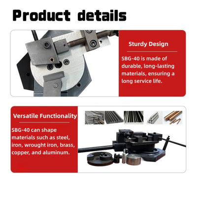 Flat Bar & Metal Bender Bends Flat/Round/Square Steel Scroll Radius Angle SBG-40